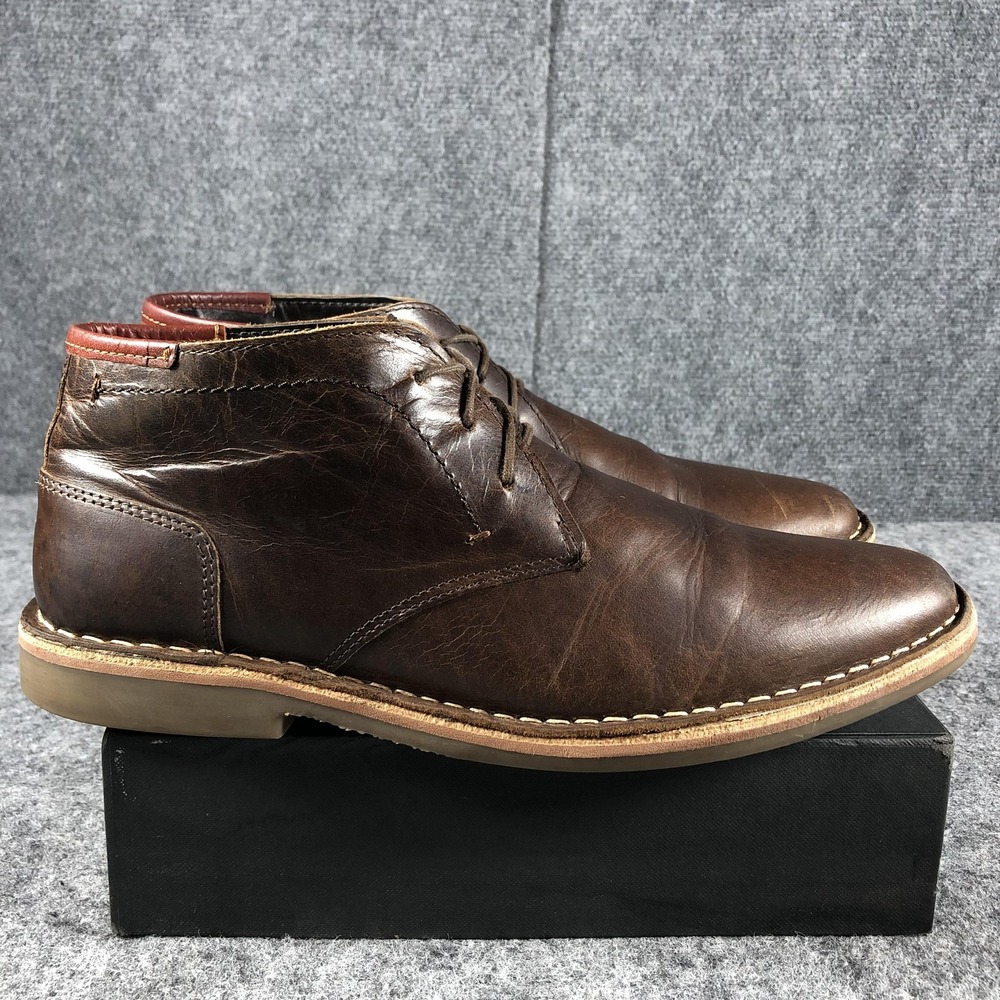 Steve Madden Boots Mens Size 10 Dark Brown Leather Heston Chukka Lace Up 983 - Picture 6 of 16